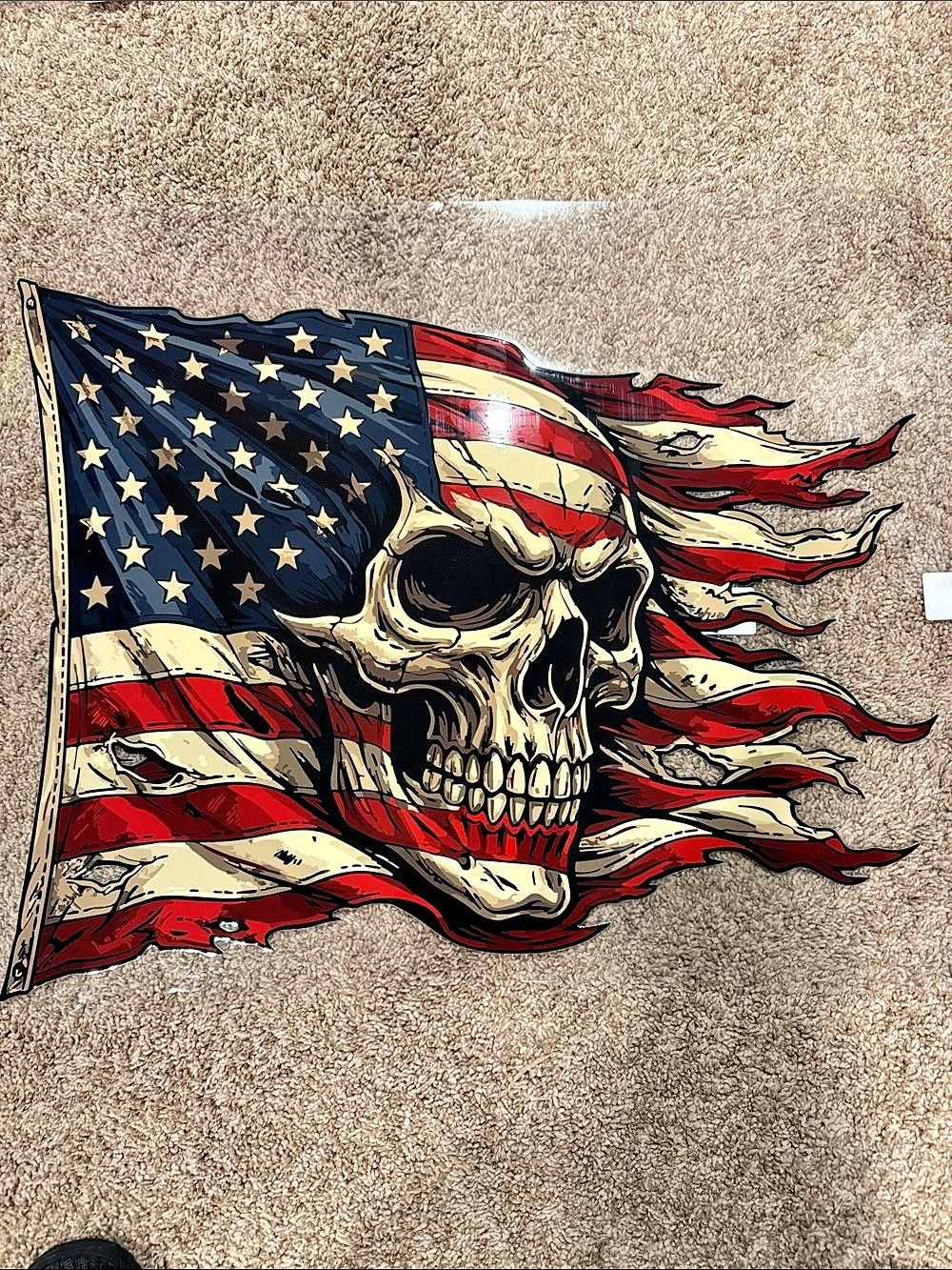 Black & Red Skull American Flag Decor